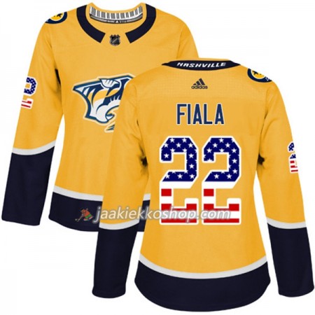 Nainen NHL Nashville Predators Pelipaita Kevin Fiala 22 Adidas 2017-2018 Kulta USA Flag Fashion Authentic